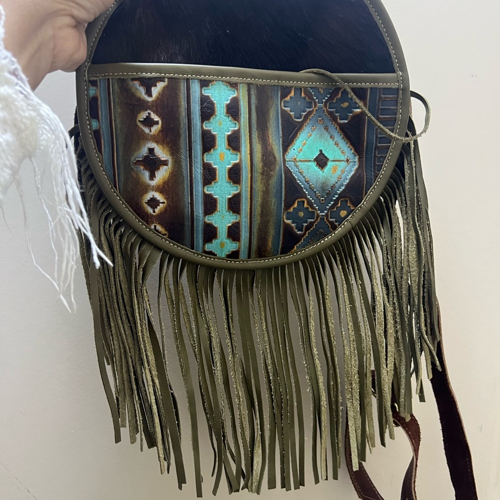 Blue and Black Leather Bag